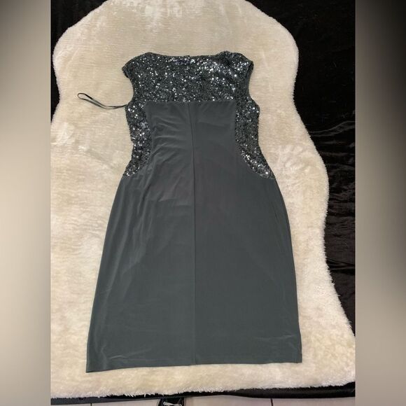 New Lauren Ralph Lauren Womens Holiday Sequin Mrcry Shn Gray Dress $159 - Picture 2 of 7